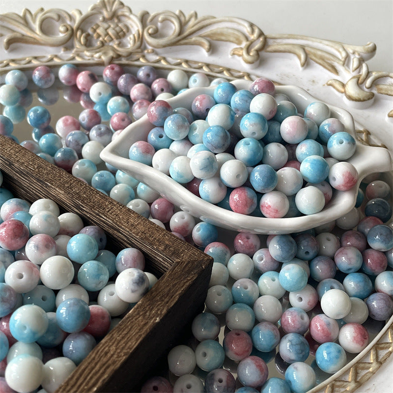 Crackle Round Glass Beads 10mm Imitation Porcelain Pastel Colors 120pcs 19