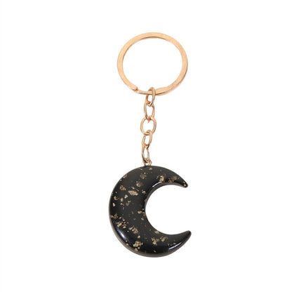 Acrylic Star Moon Couple Keychain Gold Flakes Delicate Chain 7