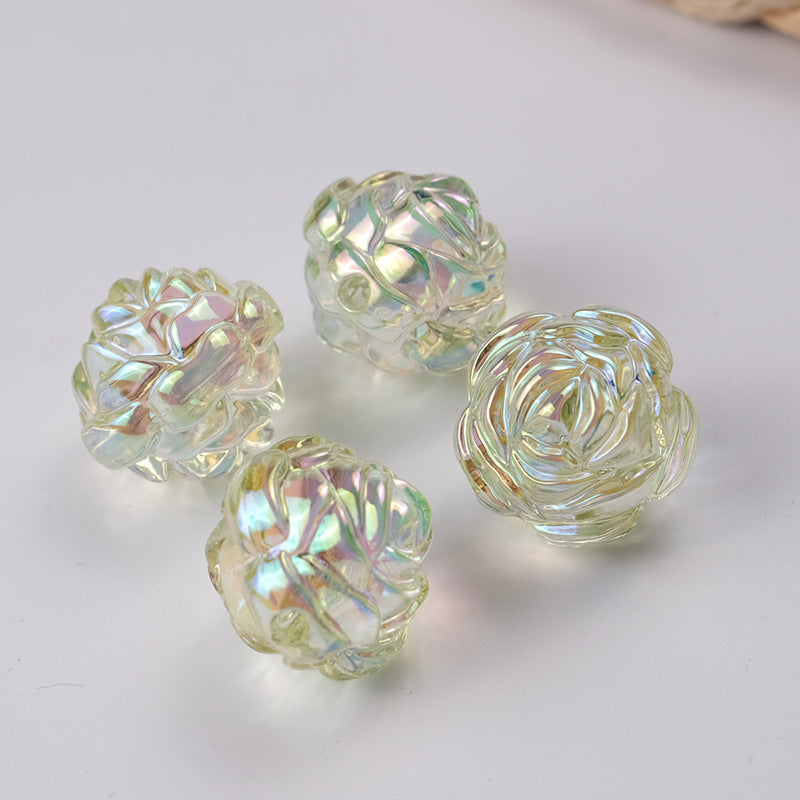 Transparent UV Plating Rose Acrylic Beads 20mm Shaped 50pcs 5