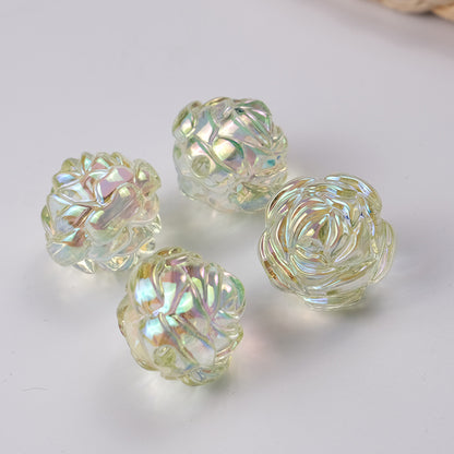 Transparent UV Plating Rose Acrylic Beads 20mm Shaped 50pcs 5