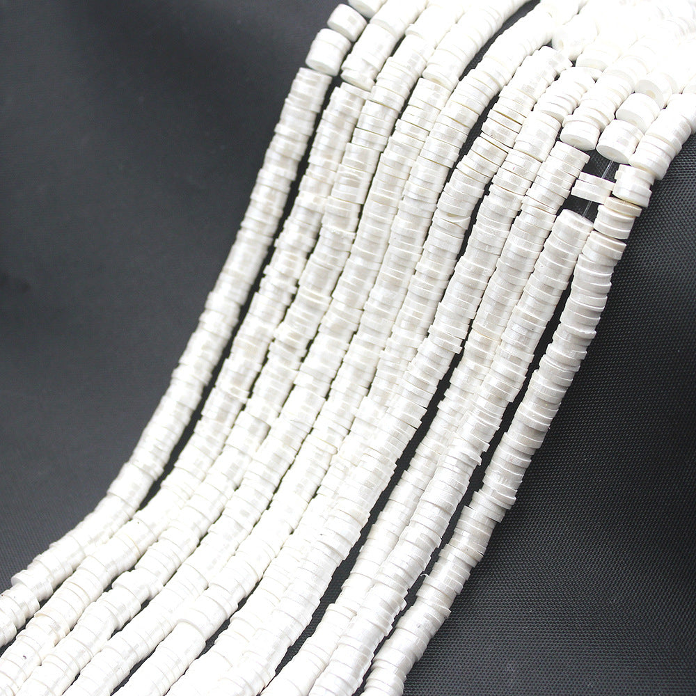 Pearly Lustre Flat Disc Clay Beads 6mm Colorful Pastel 10strands 4