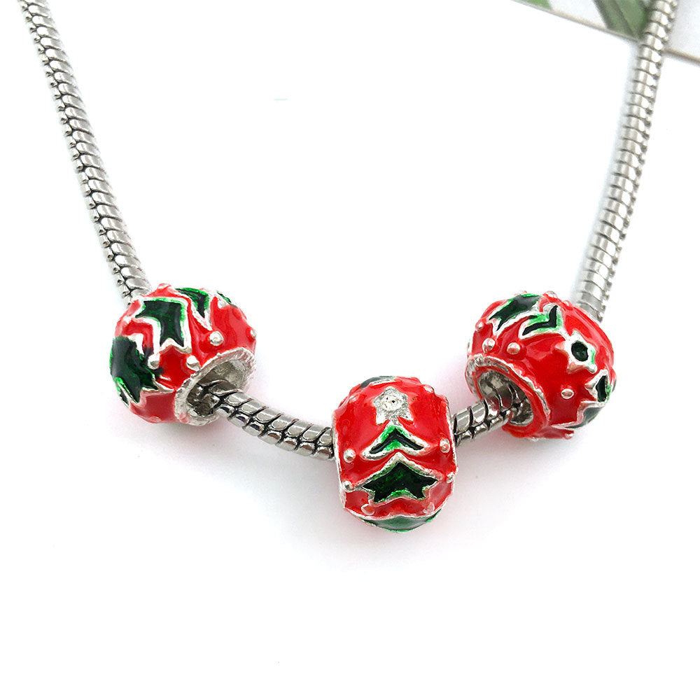Christmas Series Colorful Enamel Metal Beads Large Hole 1pc 5