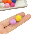 Painted Round Acrylic Beads 17mm Glossy Pineapple Texture 20pcs 5