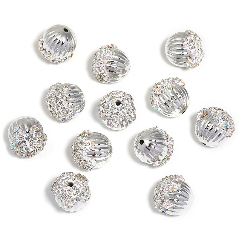 Pinecone Polymer Clay Rhinestone Beads 19mm Sparkling Pastel 10pcs 9