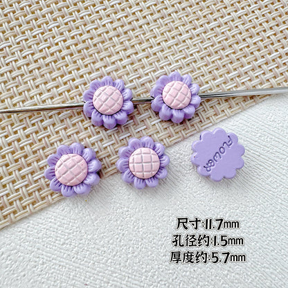 Sunflower and Gift Box Metal Beads 12mm Pastel Painted 10pcs 7