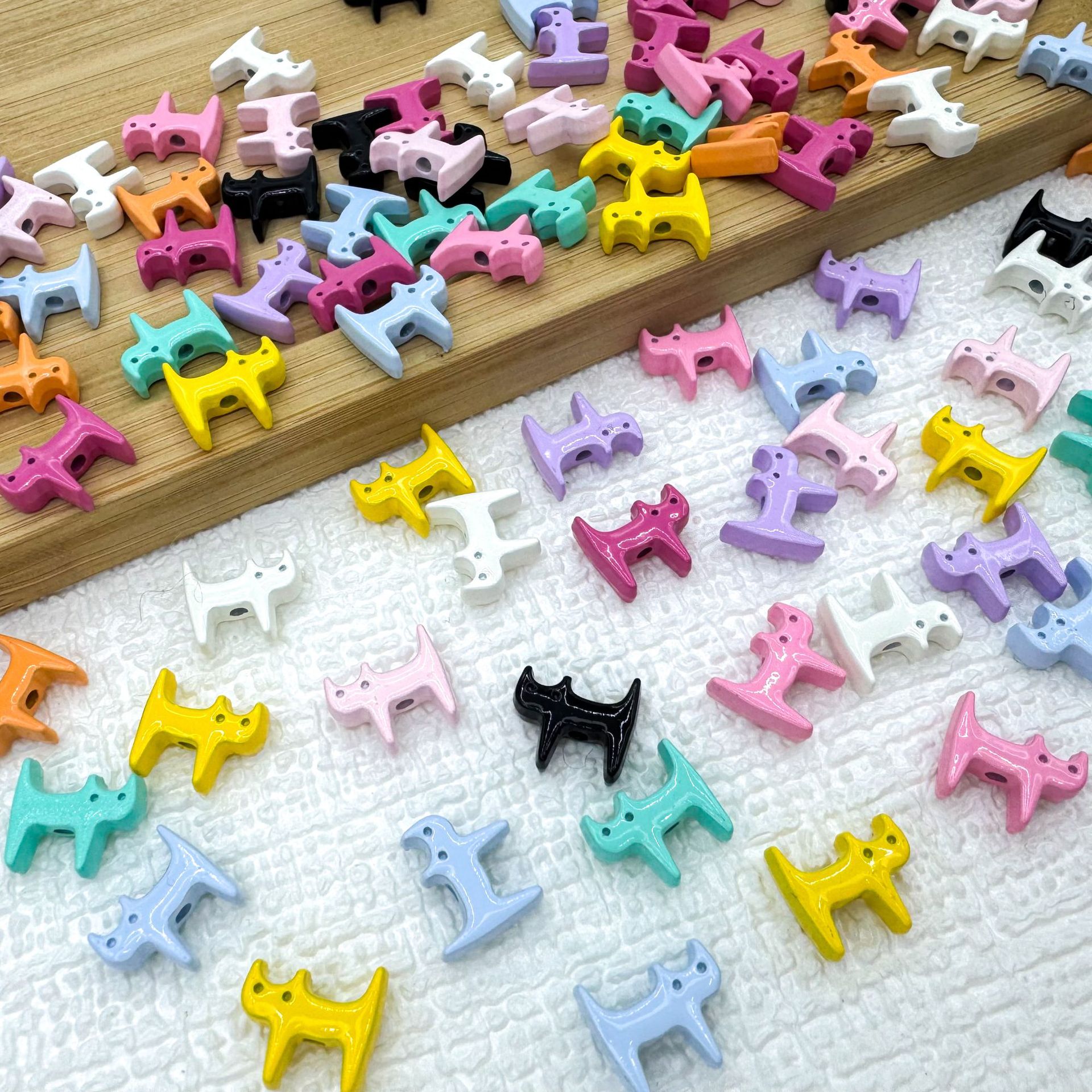 Cat Shaped Metal Beads 12mm Glossy Colorful Painted Alloy 20pcs 3