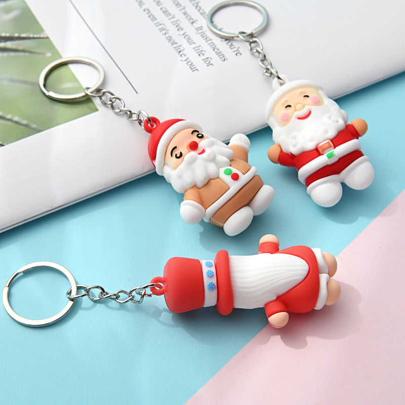PVC Christmas Santa Claus Snowman Keychain Festive Holiday Charm 3