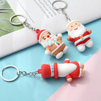 PVC Christmas Santa Claus Snowman Keychain Festive Holiday Charm 3