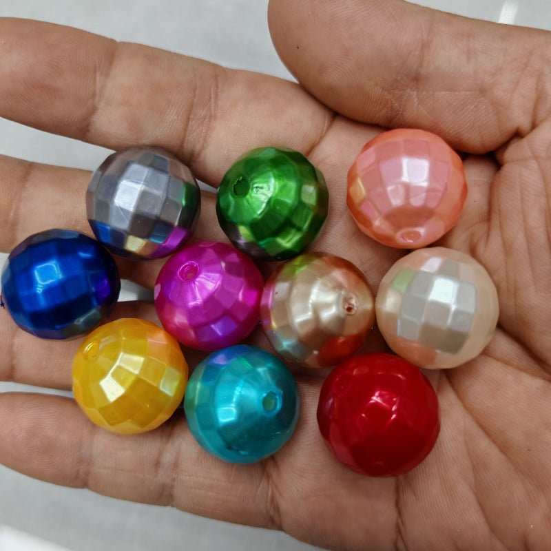 Faceted Bubblegum Beads 20mm Imitation Pearl Disco Ball 60pcs 2