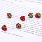 Strawberry Polymer Clay Rhinestone Beads 14mm Red Green 2pcs 4