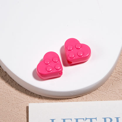 Painted Heart Acrylic Beads 12mm Glossy Raised Dot Detail 50pcs 14