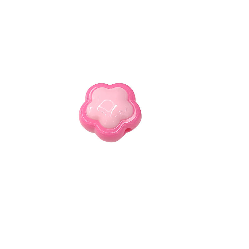Cream Double Flower Acrylic Beads 18mm Colorful Glossy 50pcs 2