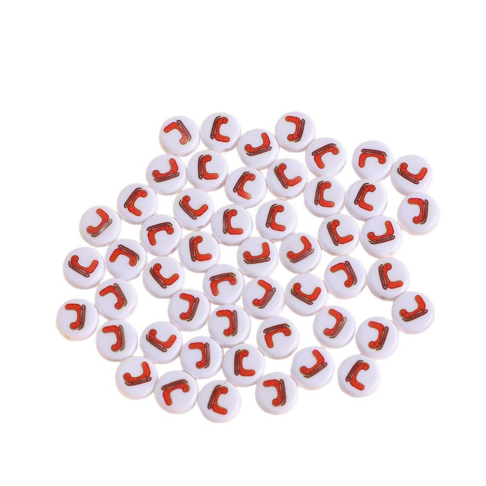 Christmas Theme Flat Acrylic Beads 5x10mm Santa Gift Printed 100pcs 5