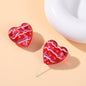 Hand Painted Heart Glass Beads 20mm Red Enamel 2pcs 7