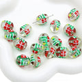 Hand Painted Transparent Glass Beads 14mm Christmas Motifs 10pcs 6