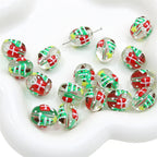 Hand Painted Transparent Glass Beads 14mm Christmas Motifs 10pcs 6