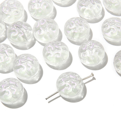 Transparent Floral Round Glass Beads 13mm Pastel Mixed 20pcs 8