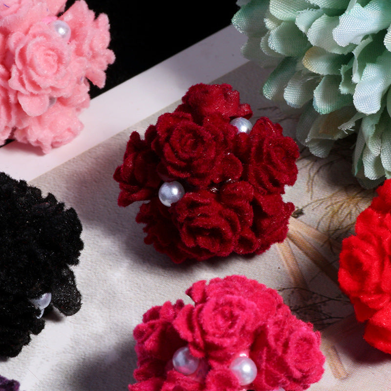 Matte Floral Bubblegum Beads 25mm Rose Cluster Polymer Clay 5pcs 4