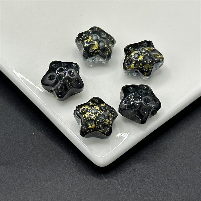 Meteor Crater Five-Pointed Star Glass Beads 14mm Transparent 100pcs 13