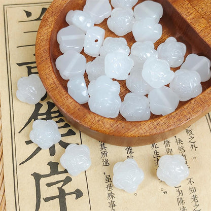 Imitation Jade Five-Petal Resin Beads 12mm Translucent Pastel 10pcs 7