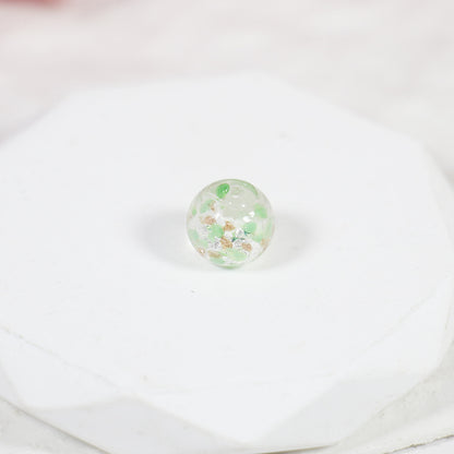 Lampwork Glass Beads Round 10-12mm Transparent Silver Foil Floral 10pcs 12