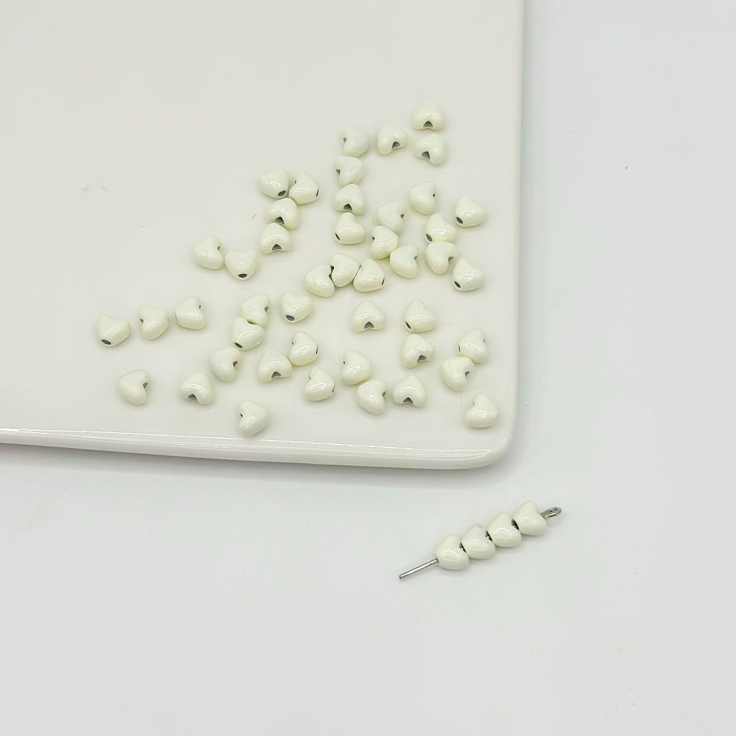 Heart Metal Beads 6mm Puffy Glossy Pastel Colors 50pcs 9