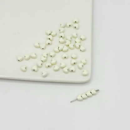 Heart Metal Beads 6mm Puffy Glossy Pastel Colors 50pcs 9