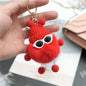 Fluffy Pom Pom Monster Doll Keychain with Sunglasses and Knitted Hat 9