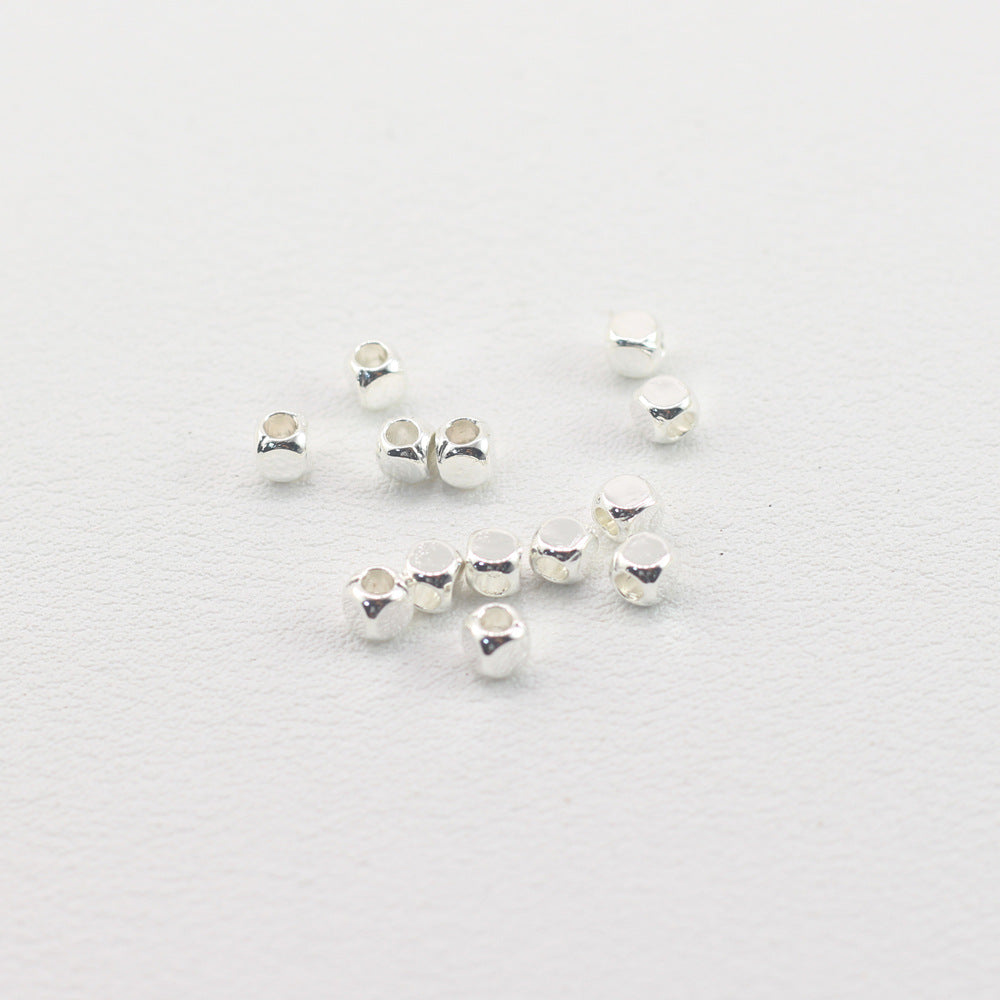Square Metal Beads 3/4mm Gold Silver Tone Zinc Alloy 1pc 3