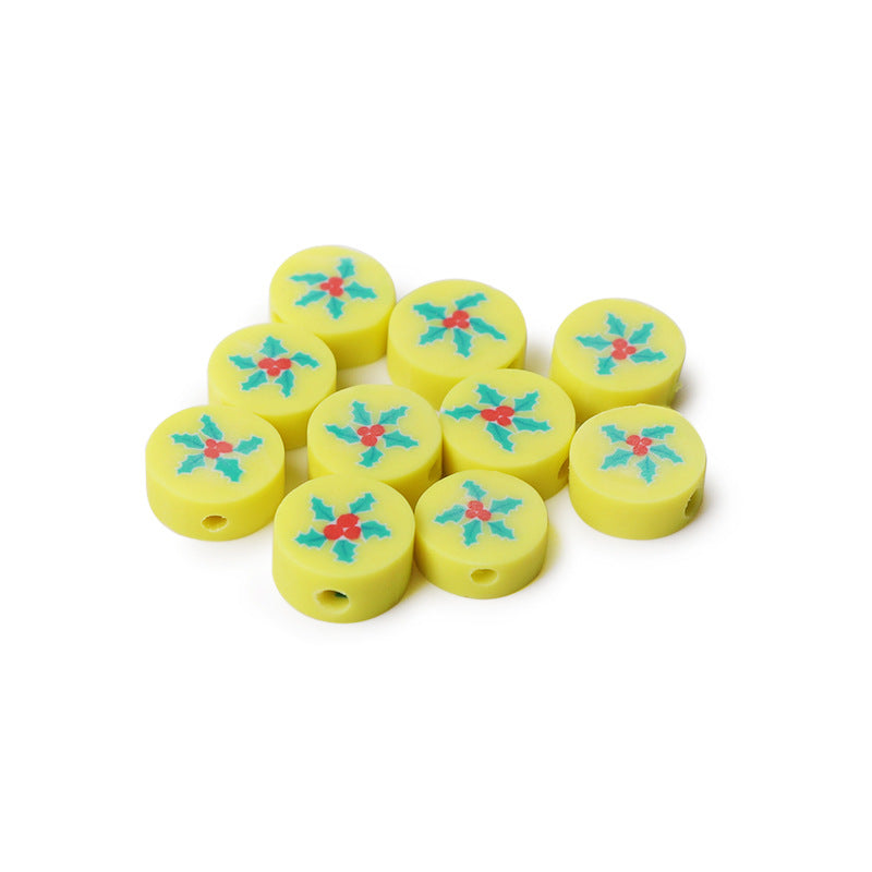 Flat Clay Beads 10mm Christmas Holly Fruit Polymer 100pcs 5