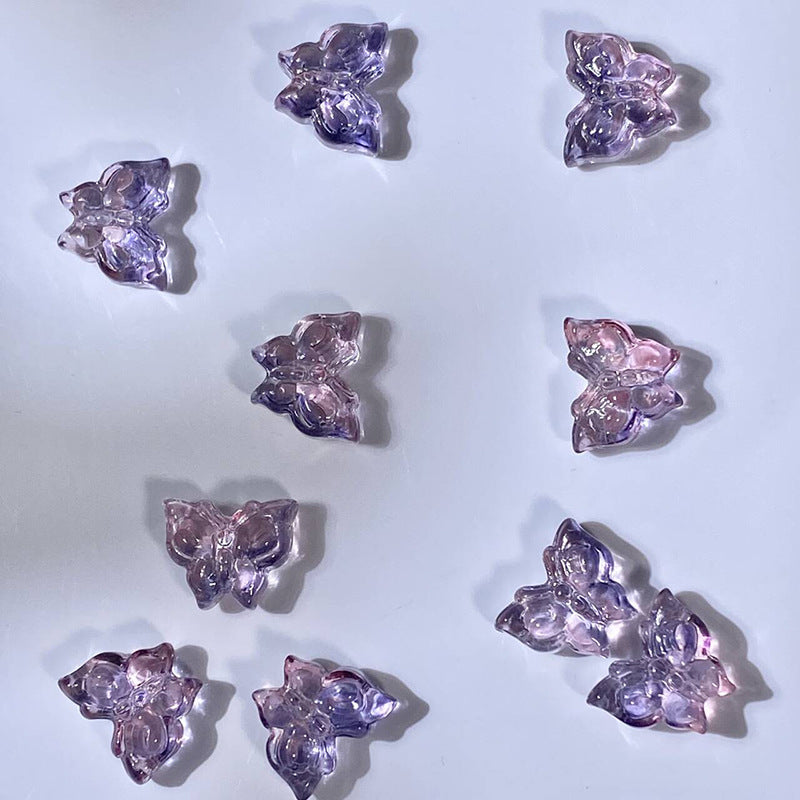 Phoenix Tail Butterfly Glass Beads 12x15mm Translucent Mixed Colors 50pcs 17