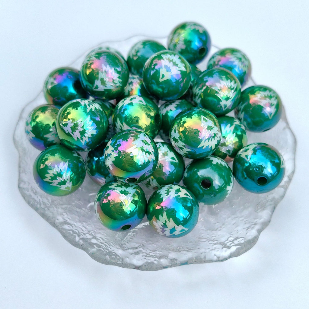 UV Plating Christmas Snowman Acrylic Beads 16mm Colorful 20pcs 4