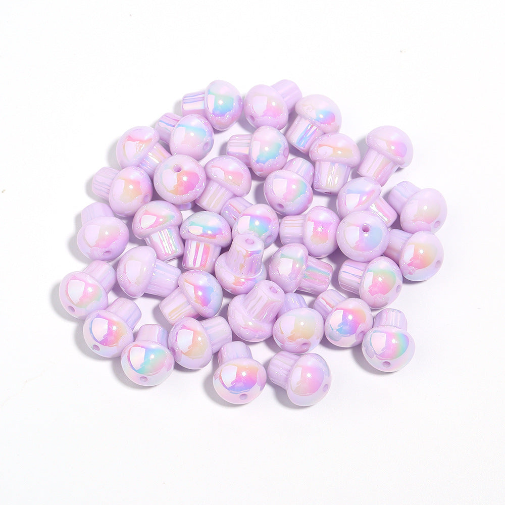 Candy Color Mushroom Acrylic Beads 13mm Glossy Iridescent 10pcs 9