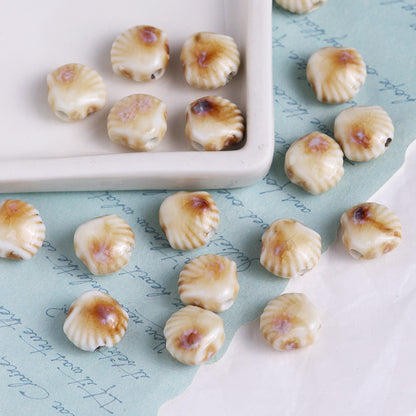 Coffee Color Ocean Creatures Ceramic Beads Hand Painted 5pcs 4