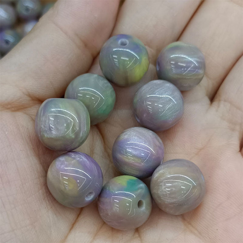 Gradient Resin Beads 16mm Round Dark Ocean Colors Glossy 20pcs 10