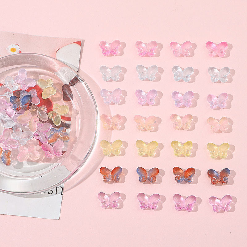 Transparent Butterfly Glass Beads 10x14mm Pastel Colors 20pcs 3