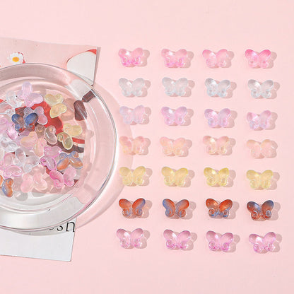 Transparent Butterfly Glass Beads 10x14mm Pastel Colors 20pcs 3