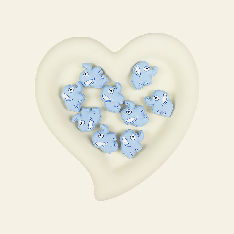 Silicone Focal Beads Elephant Animals Smiling Face Pastel Colors 20pcs 9