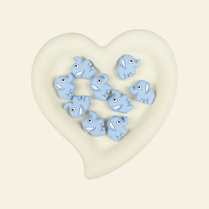 Silicone Focal Beads Elephant Animals Smiling Face Pastel Colors 20pcs 9
