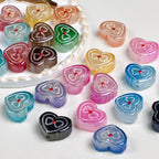 Bow Pattern Heart Resin Beads 20mm Colorful Mixed 10pcs 2