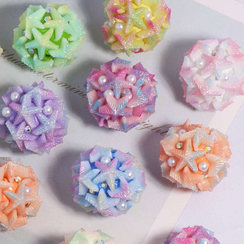 Embellished Bubblegum Beads 20mm Gradient Star Cluster Pastel 10pcs 4