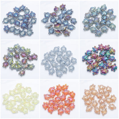 Electroplated Turtle Glass Beads 14X18mm Transparent Rainbow 20pcs 5