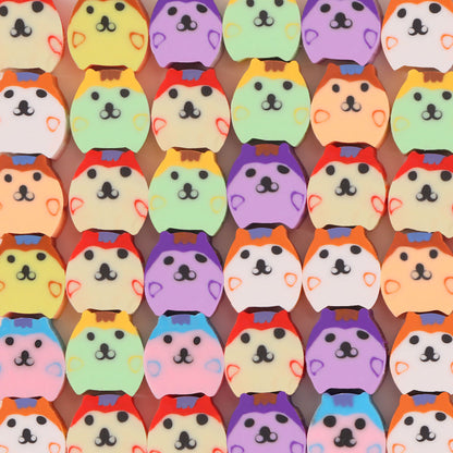 Animal Flat Clay Beads 9mm Cheerful Puppy Pattern Polymer 100pcs 13