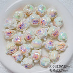 Glossy Iridescent 3D Pop Mart Resin Beads 17-23mm 5pcs 2