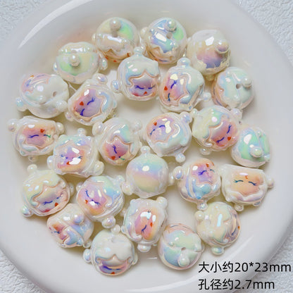 Glossy Iridescent 3D Pop Mart Resin Beads 17-23mm 5pcs 2