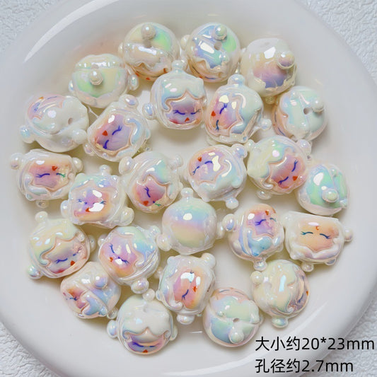 Glossy Iridescent 3D Pop Mart Resin Beads 17-23mm 5pcs 2