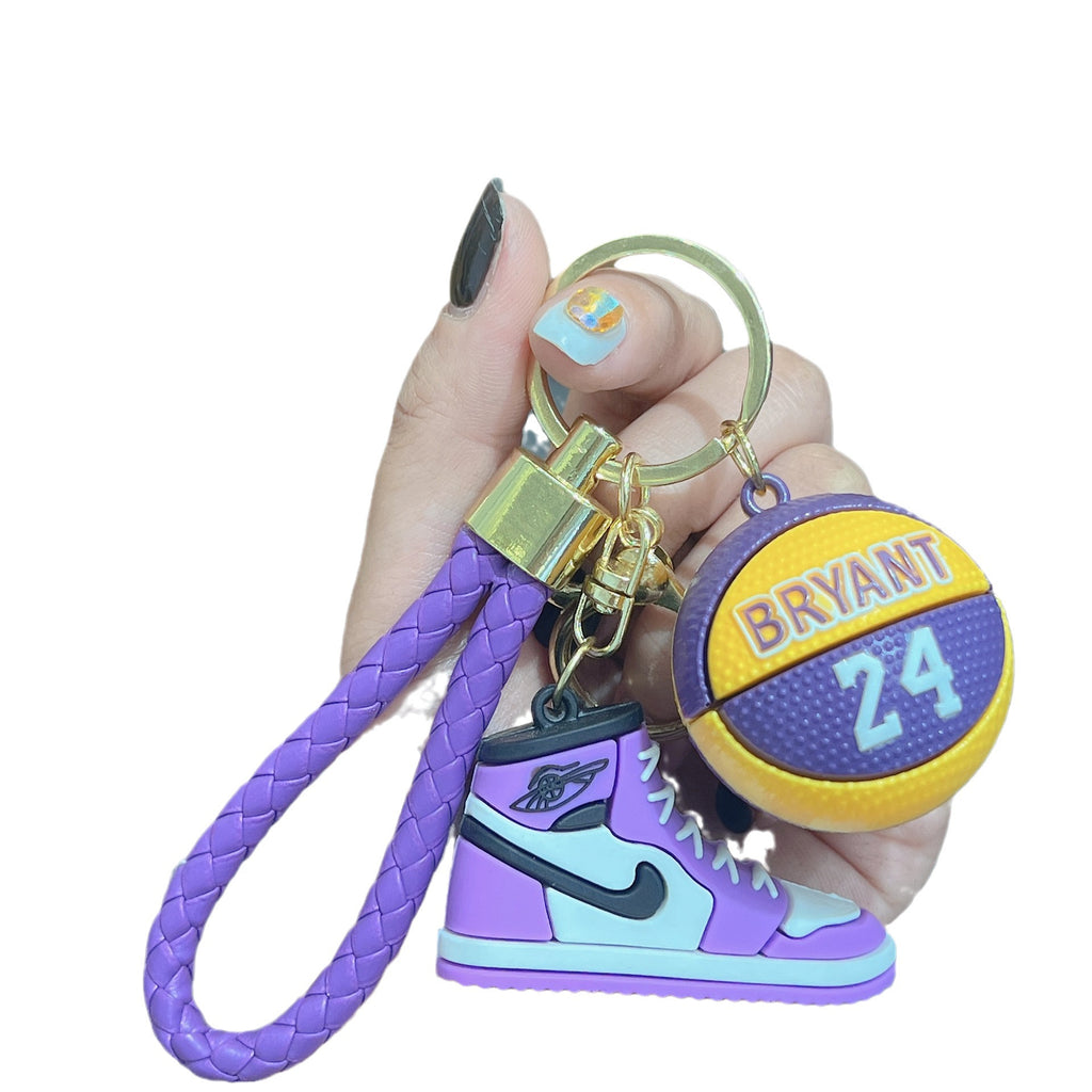 Basketball Shoe Keychain PVC Mini Sneaker Purple Yellow Black 5