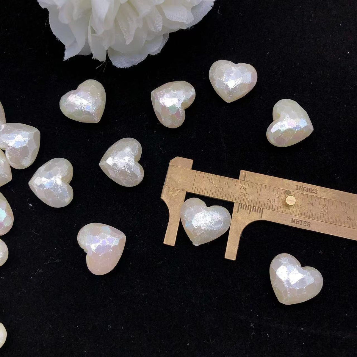 Pearl Faceted Heart Acrylic Beads 19mm Iridescent Plating 20pcs 6
