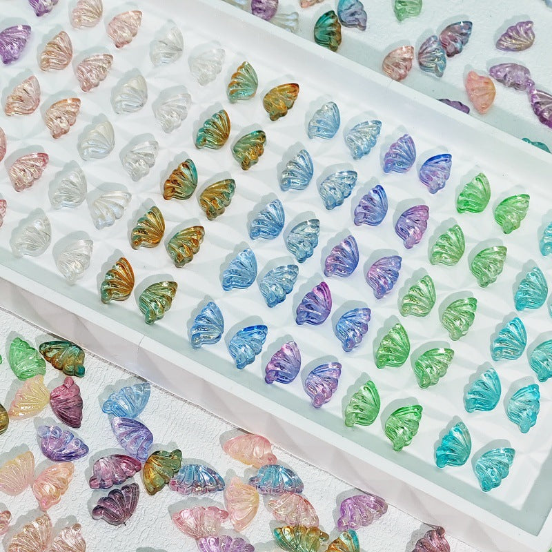 Iridescent Half Butterfly Wings Glass Beads 8x15mm 50pcs 4