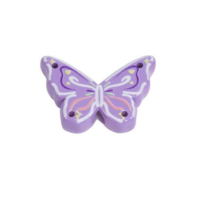 Hand Painted Butterfly Acrylic Beads 25mm Enamel Finish 10pcs 10